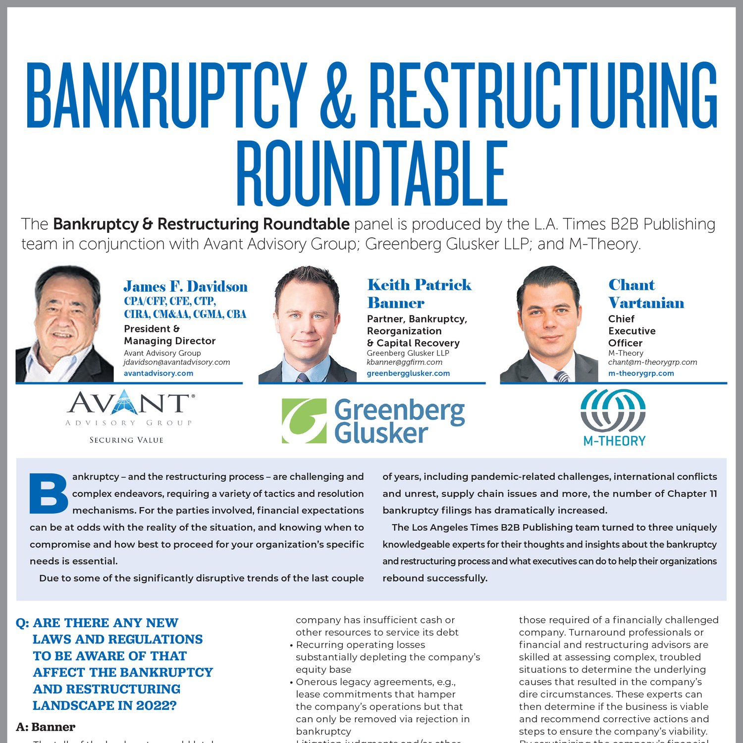 2022 Bankruptcy and Restructuring Roundtable