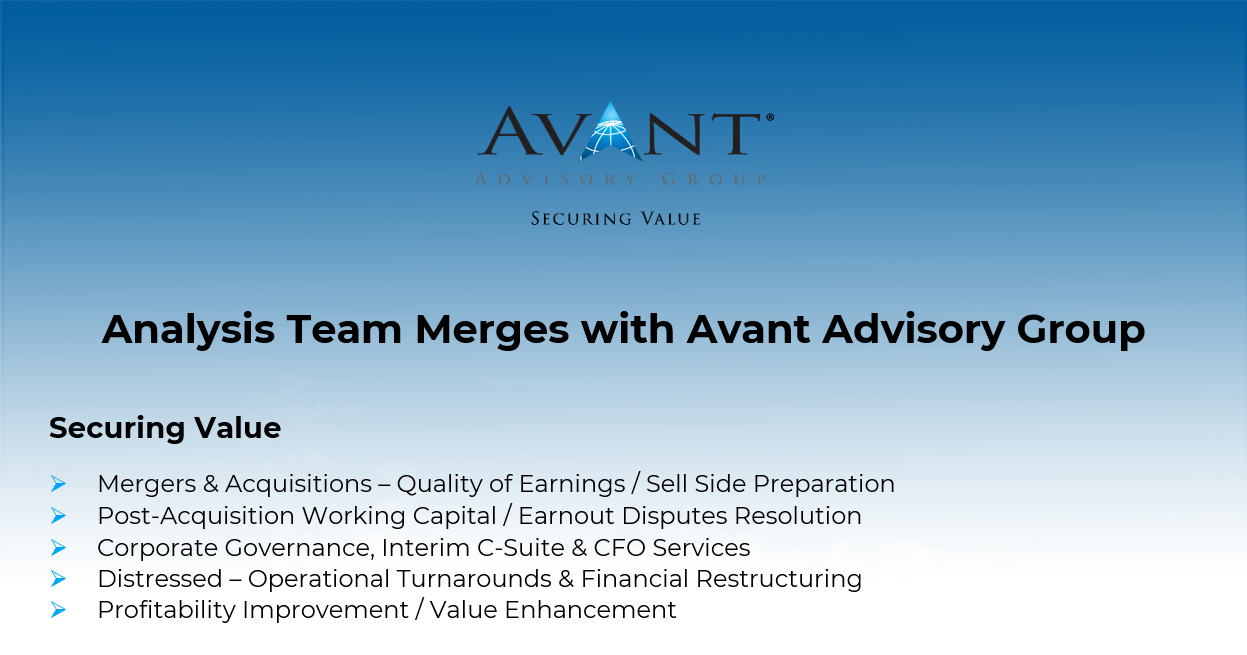 Avant® – Analysis Team Merger Announcement